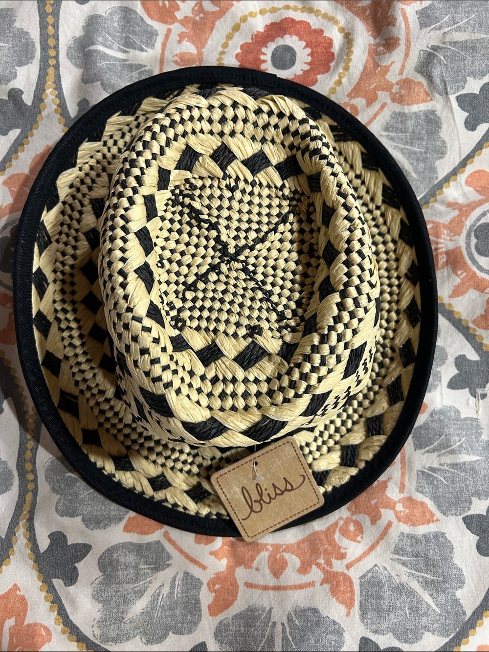 Bliss Two-Tone Braided Straw Fedora - Natural and Black